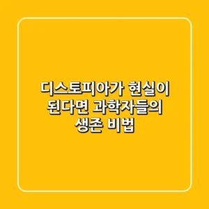디스토피아가 현실이 된다면 과학자들의 생존 비법