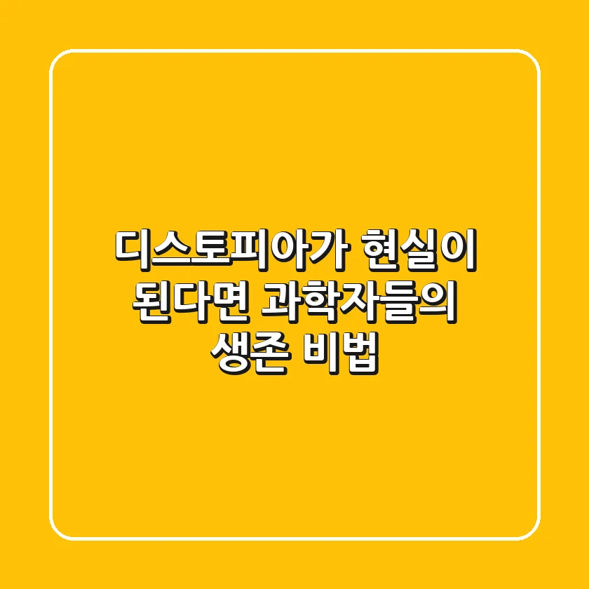 디스토피아가 현실이 된다면 과학자들의 생존 비법