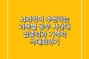 뇌과학이 추천하는 과목별 공부 시간대 집중력과 기억력 극대화하기
