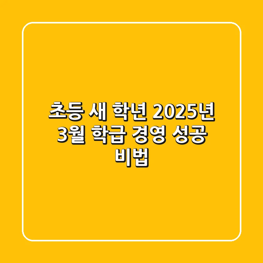 [초등 새 학년] 2025년 3월, 학급 경영 성공 비법!