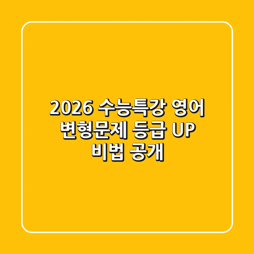 2026 수능특강 영어 변형문제, 등급 UP 비법 공개!
