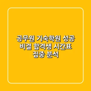 공무원 기숙학원 성공 비결: 합격생 시간표 집중 분석!