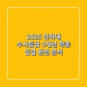 2025 인하대 수시등급, 3개년 학종 입결 완전 분석!