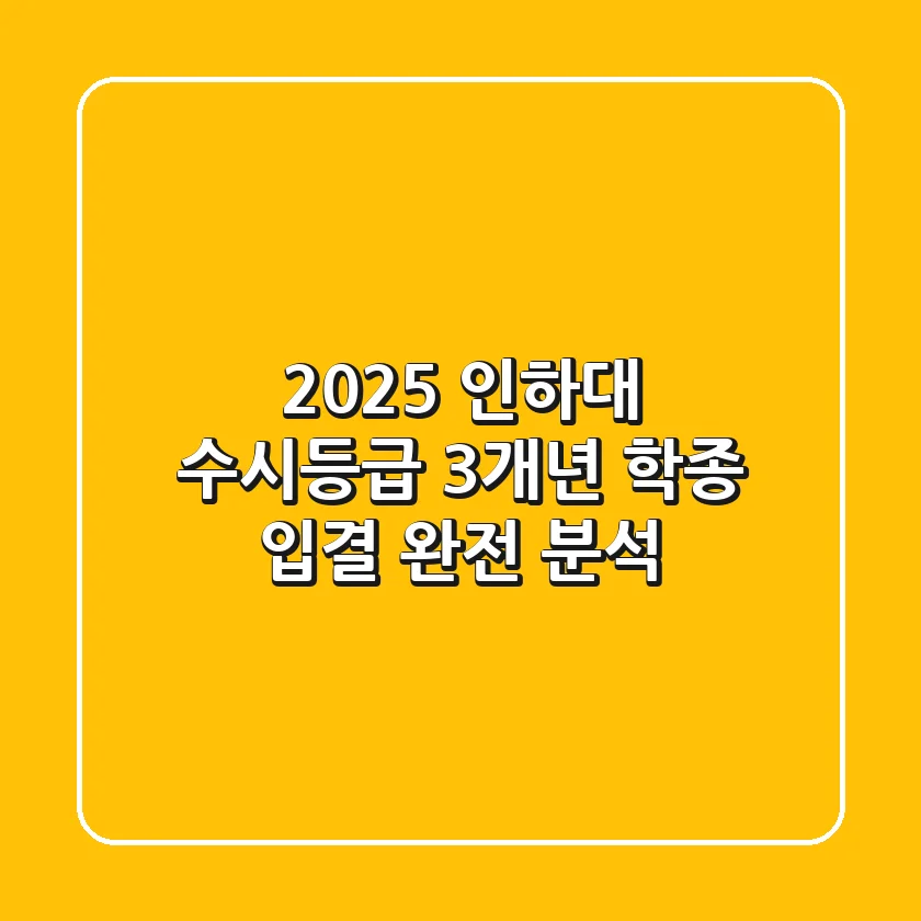2025 인하대 수시등급, 3개년 학종 입결 완전 분석!