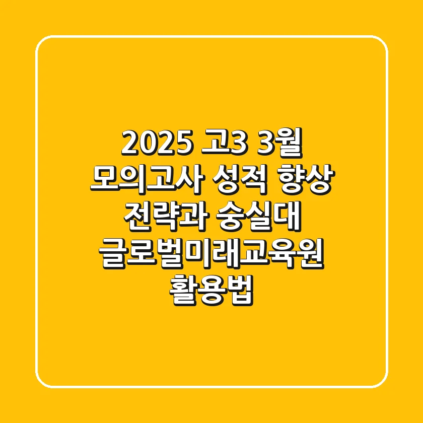 2025 고3 3월 모의고사, 성적 향상 전략과 숭실대 글로벌미래교육원 활용법