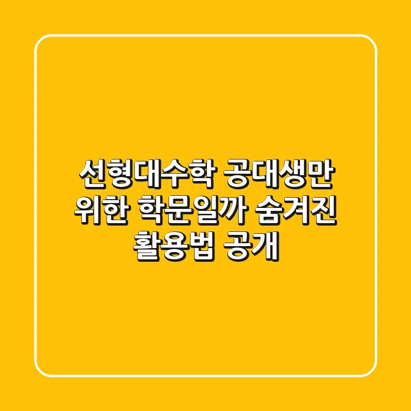 선형대수학, 공대생만 위한 학문일까? 숨겨진 활용법 공개