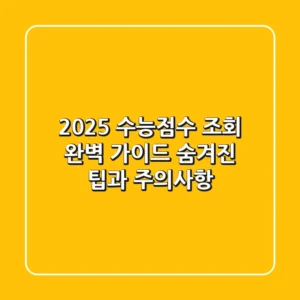 2025 수능점수 조회 완벽 가이드: 숨겨진 팁과 주의사항
