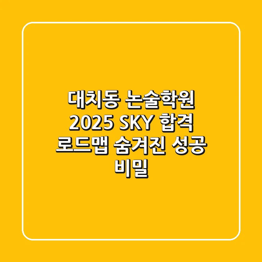 대치동 논술학원, 2025 SKY 합격 로드맵: 숨겨진 성공 비밀