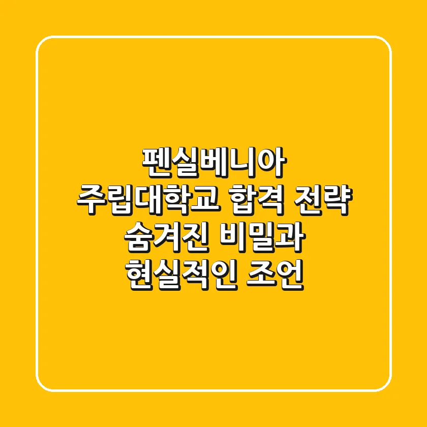 펜실베니아 주립대학교 합격 전략: 숨겨진 비밀과 현실적인 조언