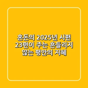 혼돈의 2025년, 시편 23편이 주는 흔들리지 않는 평안의 지혜