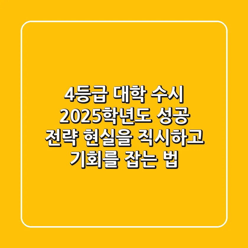 4등급 대학 수시, 2025학년도 성공 전략: 현실을 직시하고 기회를 잡는 법