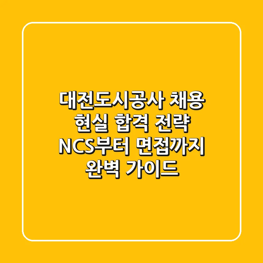 대전도시공사 채용, 현실 합격 전략: NCS부터 면접까지 완벽 가이드