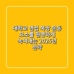 대학교 면접 복장, ‘운동’ 요소를 현명하게 녹여내는 2025년 전략