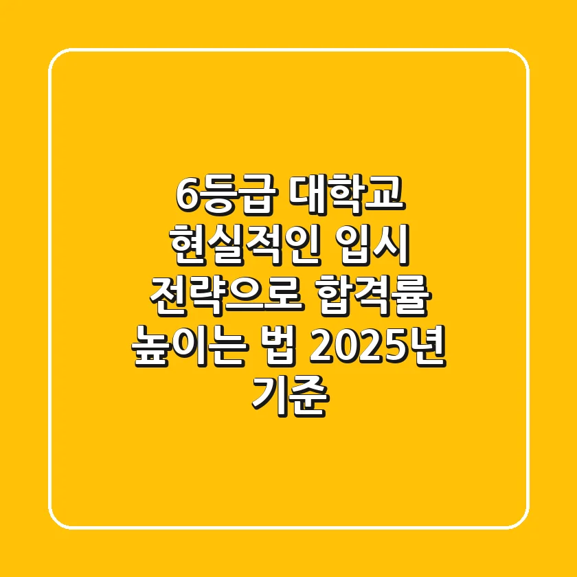 6등급 대학교, 현실적인 입시 전략으로 합격률 높이는 법 (2025년 기준)