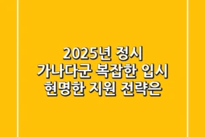 2025년 정시 가나다군: 복잡한 입시, 현명한 지원 전략은?