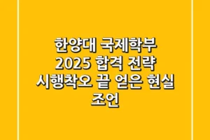 한양대 국제학부, 2025 합격 전략: 시행착오 끝 얻은 현실 조언