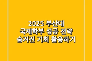 2025 부산대 국제학부 성공 전략: 숨겨진 기회 활용하기