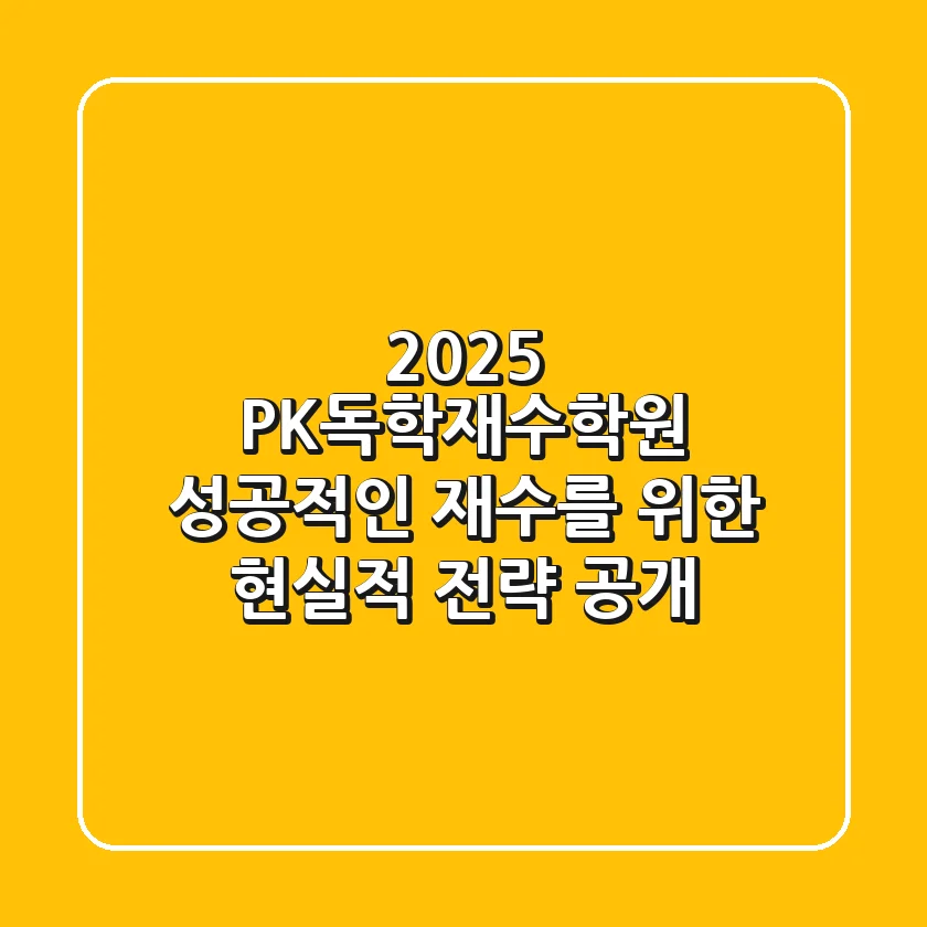 2025 PK독학재수학원, 성공적인 재수를 위한 현실적 전략 공개