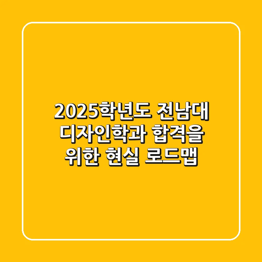 2025학년도 전남대 디자인학과, 합격을 위한 현실 로드맵