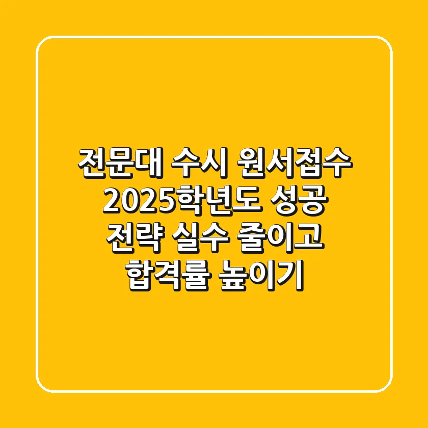 전문대 수시 원서접수, 2025학년도 성공 전략: 실수 줄이고 합격률 높이기