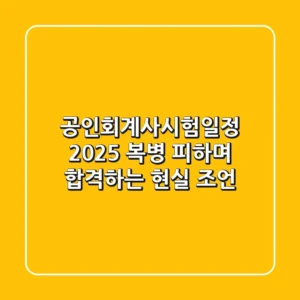 공인회계사시험일정 2025, 복병 피하며 합격하는 현실 조언