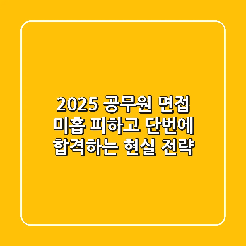 2025 공무원 면접, 미흡 피하고 단번에 합격하는 현실 전략