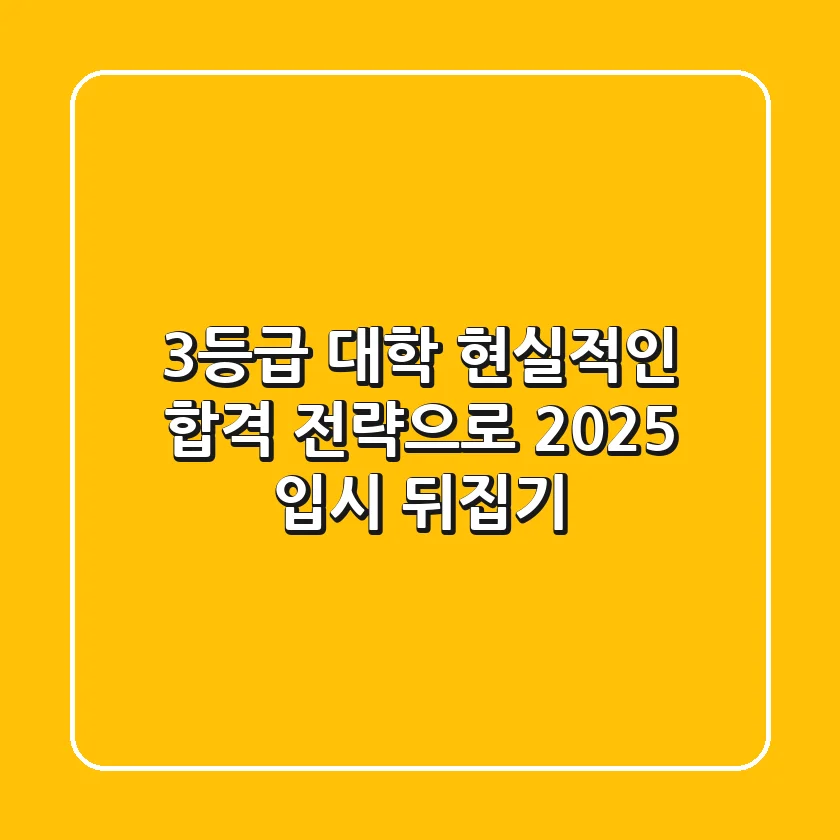 3등급 대학, 현실적인 합격 전략으로 2025 입시 뒤집기