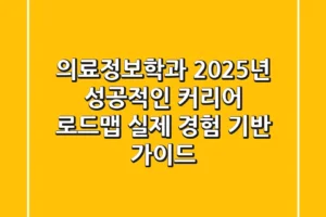 의료정보학과, 2025년 성공적인 커리어 로드맵: 실제 경험 기반 가이드