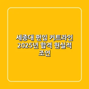 세종대 편입 커트라인, 2025년 합격 현실적 조언