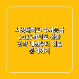 서강대학교 수시등급, 2025학년도 성공 전략: 내신부터 입결 분석까지!