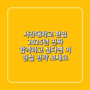 서강대학교 편입, 2025년 진짜 합격하고 싶다면 이 '현실 전략' 보세요