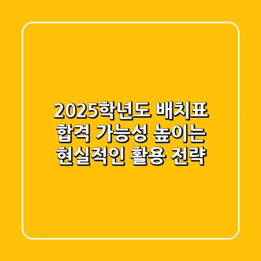 2025학년도 배치표, 합격 가능성 높이는 현실적인 활용 전략