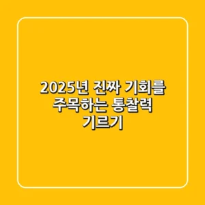2025년, 진짜 기회를 '주목'하는 통찰력 기르기