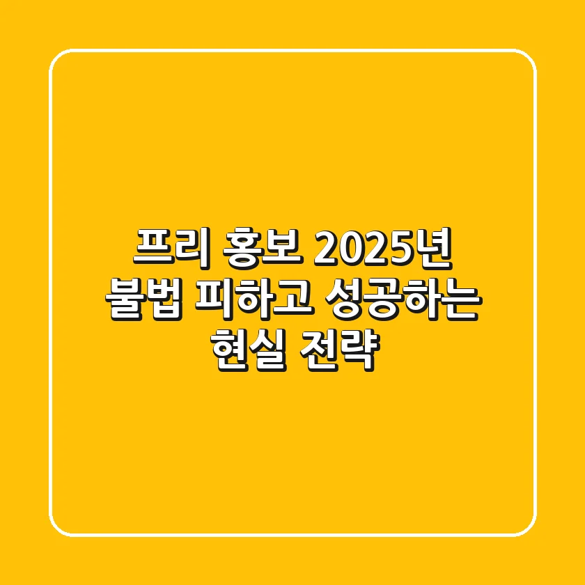 프리 홍보, 2025년 불법 피하고 성공하는 현실 전략