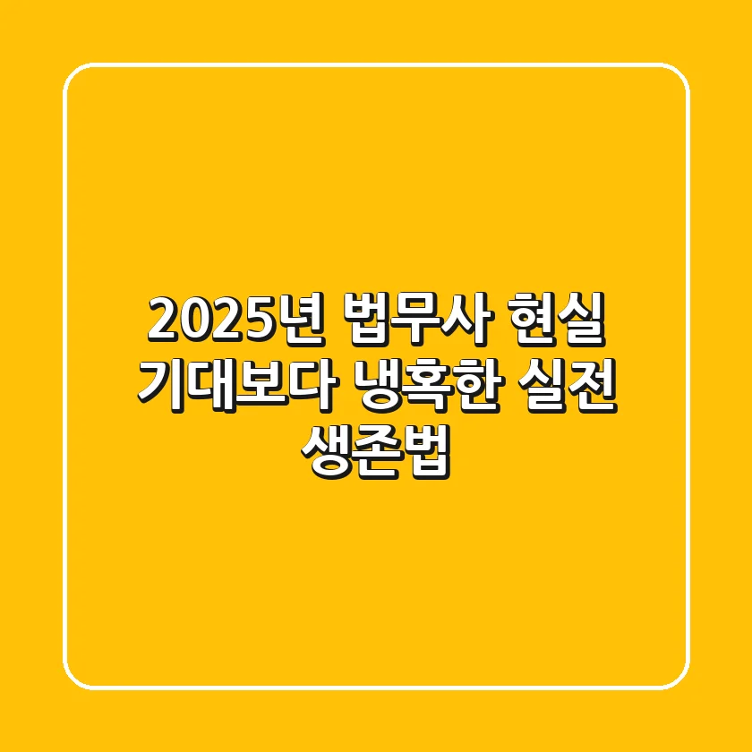 2025년 법무사 현실: 기대보다 냉혹한 실전 생존법