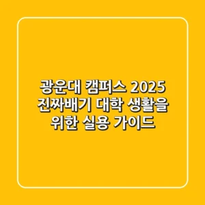 광운대 캠퍼스 2025: 진짜배기 대학 생활을 위한 실용 가이드