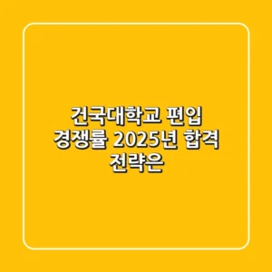 건국대학교 편입 경쟁률, 2025년 합격 전략은?