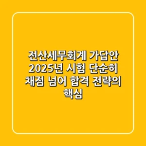 전산세무회계 가답안: 2025년 시험, 단순히 채점 넘어 합격 전략의 핵심!
