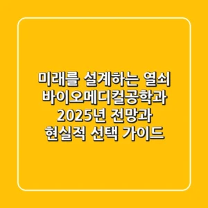 미래를 설계하는 열쇠, 바이오메디컬공학과 2025년 전망과 현실적 선택 가이드