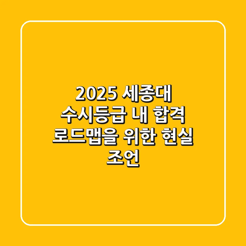 2025 세종대 수시등급, 내 합격 로드맵을 위한 현실 조언
