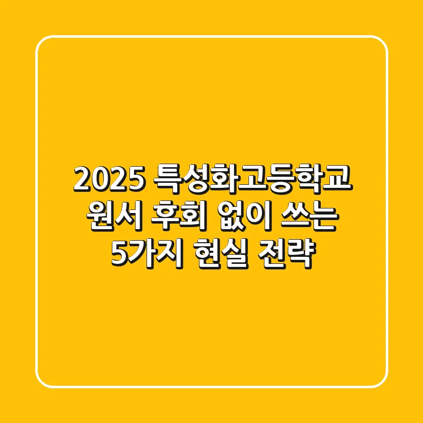 2025 특성화고등학교 원서, 후회 없이 쓰는 5가지 현실 전략