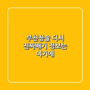 부천청솔 디시, 진짜배기 정보는 여기에!