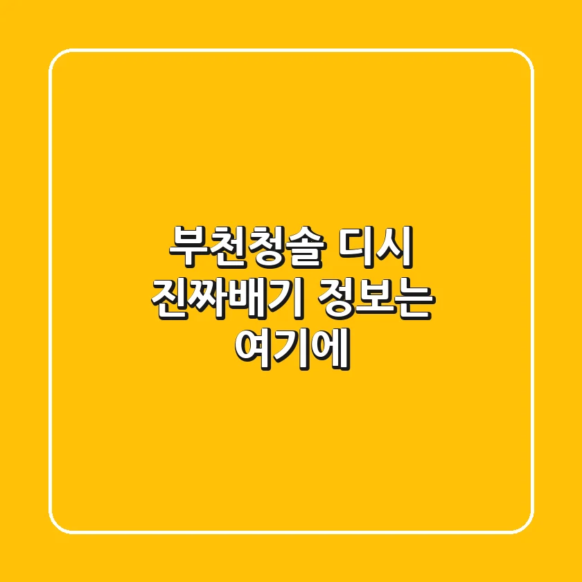 부천청솔 디시, 진짜배기 정보는 여기에!