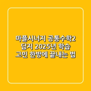 마플시너지 공통수학2 답지, 2025년 학습 고민 한방에 끝내는 법