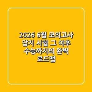 2026 6월 모의고사 답지: 시험 그 이후, 수능까지의 완벽 로드맵