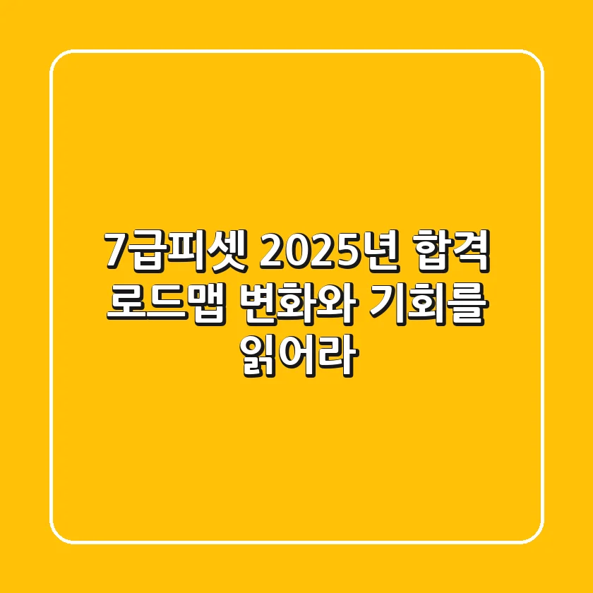 7급피셋, 2025년 합격 로드맵: 변화와 기회를 읽어라