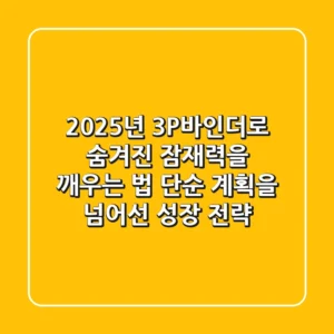 2025년, 3P바인더로 숨겨진 잠재력을 깨우는 법: 단순 계획을 넘어선 성장 전략