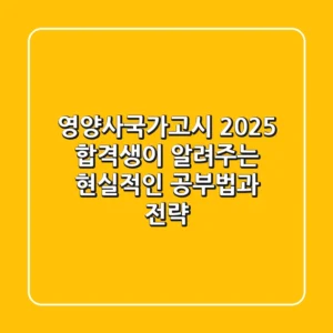 영양사국가고시 2025: 합격생이 알려주는 현실적인 공부법과 전략