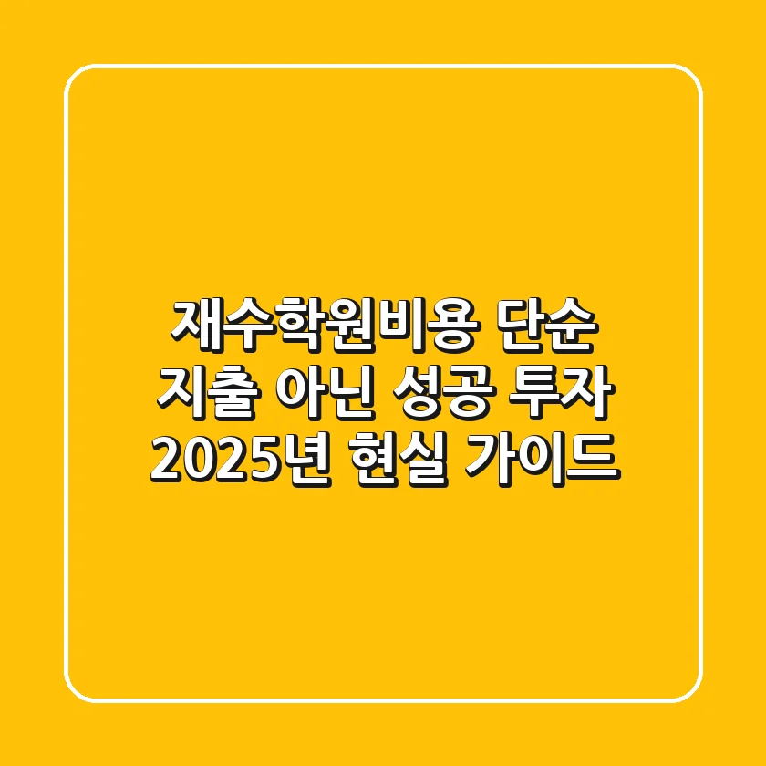 재수학원비용, 단순 지출 아닌 성공 투자! 2025년 현실 가이드