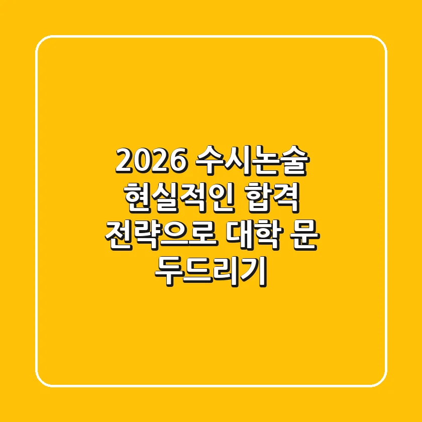 2026 수시논술, 현실적인 합격 전략으로 대학 문 두드리기